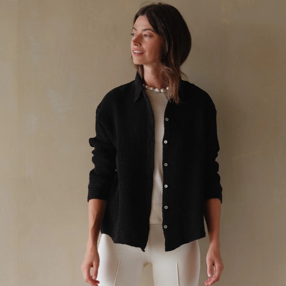 Donni Waffle Button Down - Jet